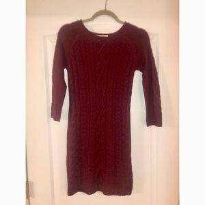 Maroon Knit Sweater Dress